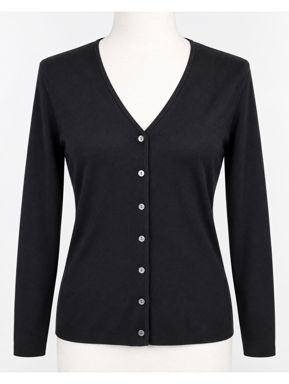 Charter Club Black Silk Blend V-Neck Button Cardigan Sweater Women’s M